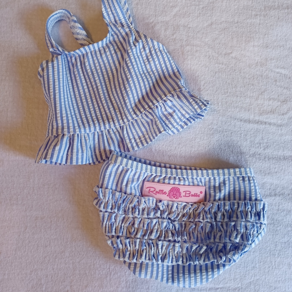 Seersucker Ruffle Butts Baby Girl Tankini